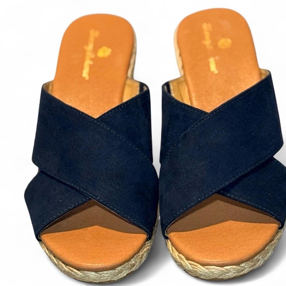 Tommy Bahama Women’s  Wedge Sandal. Navy Blue. Size 9.5M.